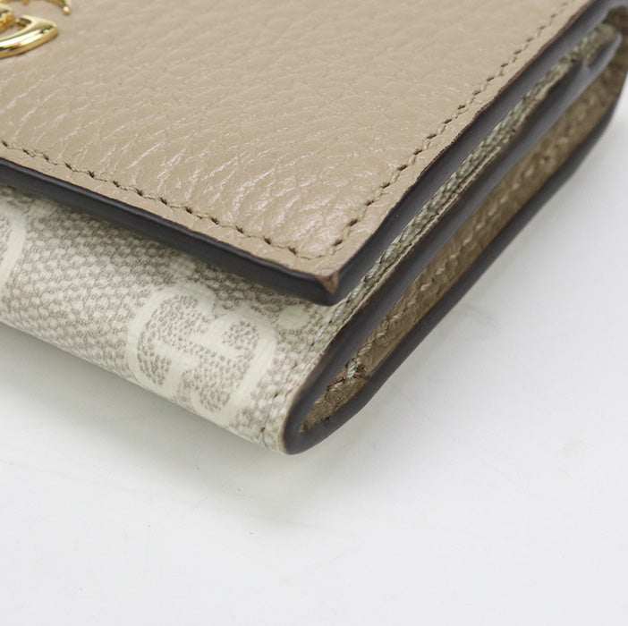 GUCCI 739525 AACFE 9543 Card Case GG Marmont Double G Bicolor Card Case/Business card holder GG Supreme Canvas, leather beige unisex