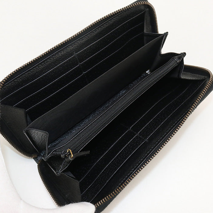 GUCCI 428736 Long Wallet GG Marmont Zip around wallet leather black unisex