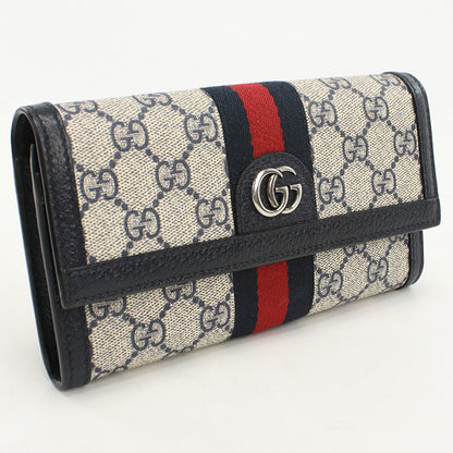 GUCCI 523153 GG Continental Ofidia Long wallet GG Supreme Navy Women