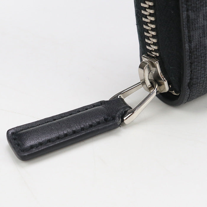 GUCCI 408831 Long Wallet GG Supreme New Web Zipper Wallet PVC coated canvas, leather Dark Gray mens
