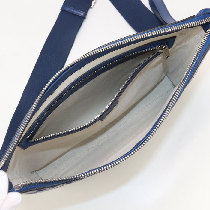 GUCCI 696009 Shoulder Bag GG emboss Medium 2-Way Clutch Bag leather blue mens