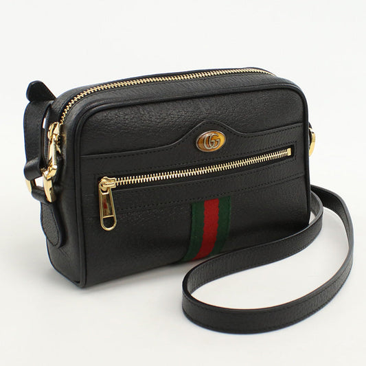 GUCCI 517350 Shoulder Bag Offidia Sherry Line Pochette leather black Women