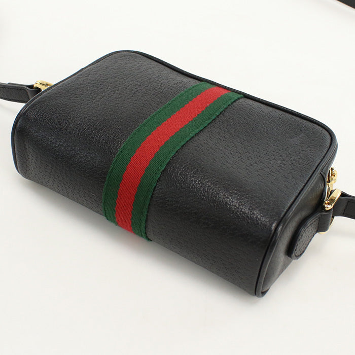 GUCCI 517350 Shoulder Bag Offidia Sherry Line Pochette leather black Women