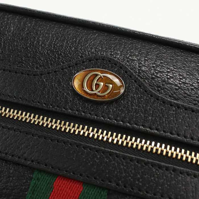 GUCCI 517350 Shoulder Bag Offidia Sherry Line Pochette leather black Women