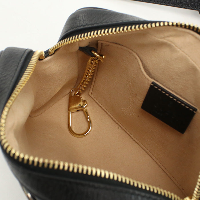 GUCCI 517350 Shoulder Bag Offidia Sherry Line Pochette leather black Women