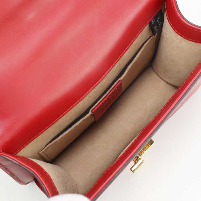 GUCCI GU89861 ChainShoulder Bag Silvi Shoulder Bag leather red Women