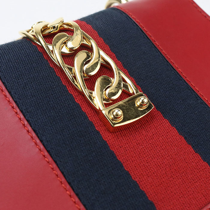 GUCCI GU89861 ChainShoulder Bag Silvi Shoulder Bag leather red Women