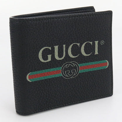 GUCCI GU90348 Bifold Wallet Vintage logo print Folded wallet leather black mens