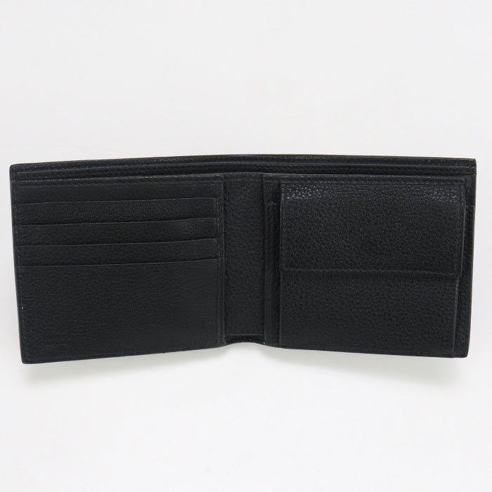 GUCCI GU90348 Bifold Wallet Vintage logo print Folded wallet leather black mens