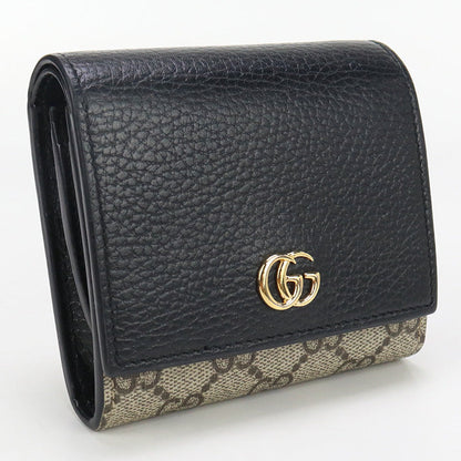 GUCCI GU90429 Bicolor Medium GG Folded wallet GG Supreme Canvas black Women