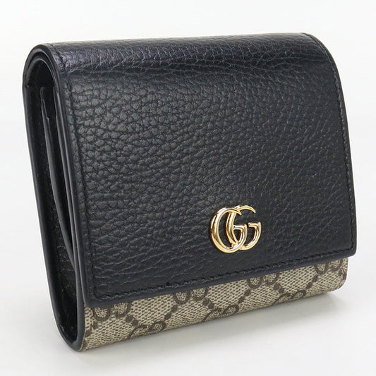 GUCCI GU90429 Bicolor Medium GG Folded wallet GG Supreme Canvas black Women
