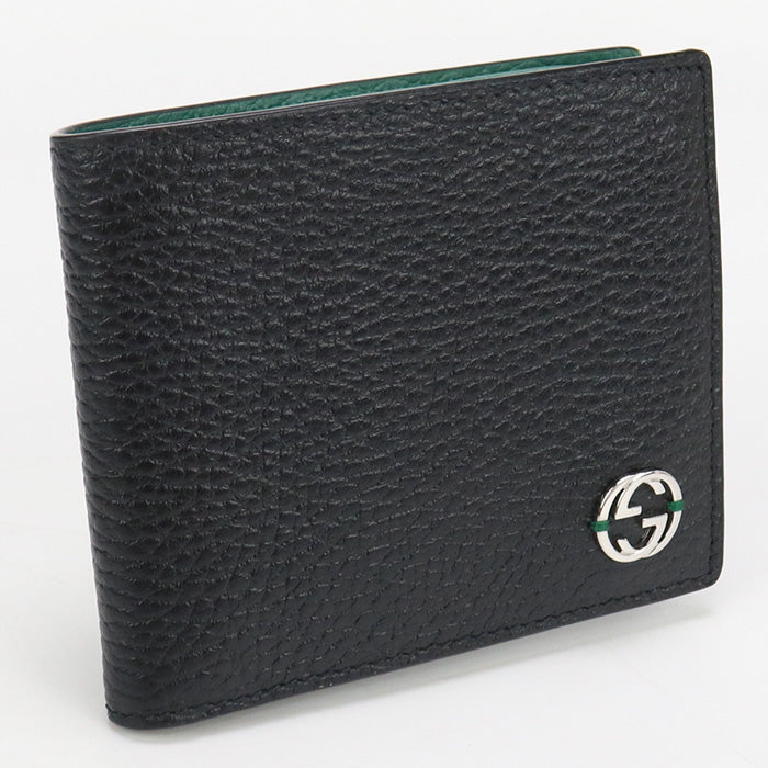 GUCCI 610466 CA02N 1080 Bi-fold wallet Interlocking G Coin wallet leather black mens