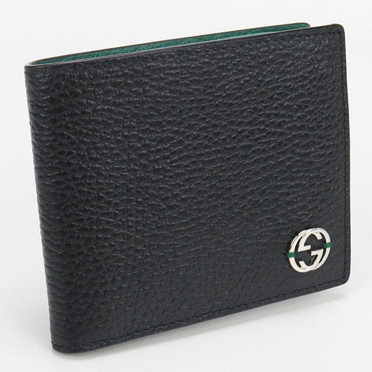 GUCCI 610466 CA02N 1080 Bi-fold wallet Interlocking G Coin wallet leather black mens