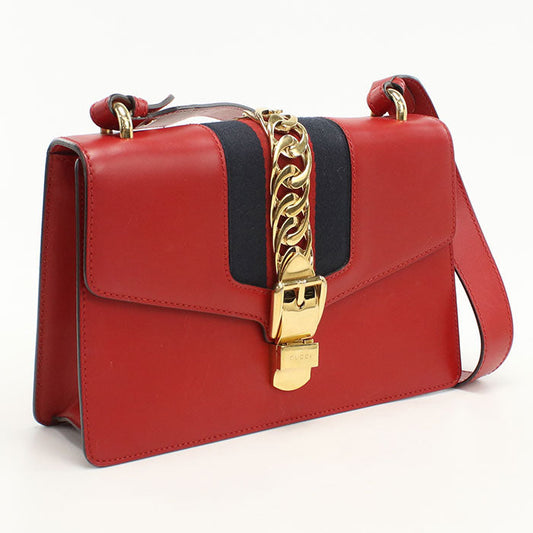 GUCCI 421882 Silvi Shoulder Bag leather red Women