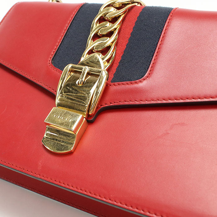 GUCCI 421882 Silvi Shoulder Bag leather red Women