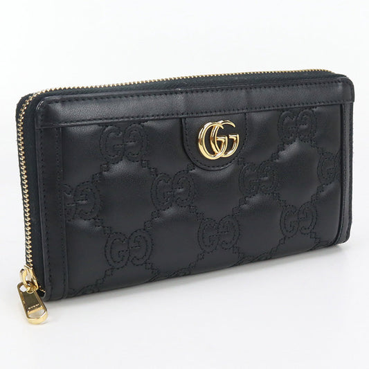 GUCCI 723784 Zip around wallet GG matelasse PurseZip Around leather black Women
