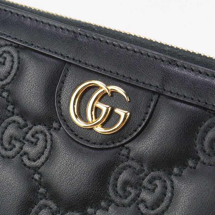 GUCCI 723784 Zip around wallet GG matelasse PurseZip Around leather black Women