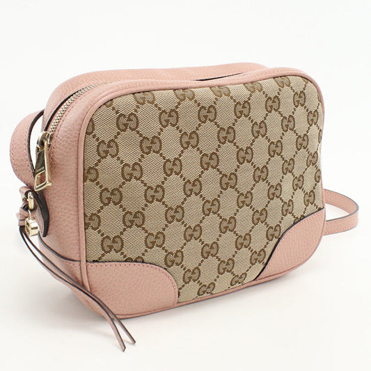 GUCCI 449413 Shoulder Bag Pochette GG canvas,leather beige Women