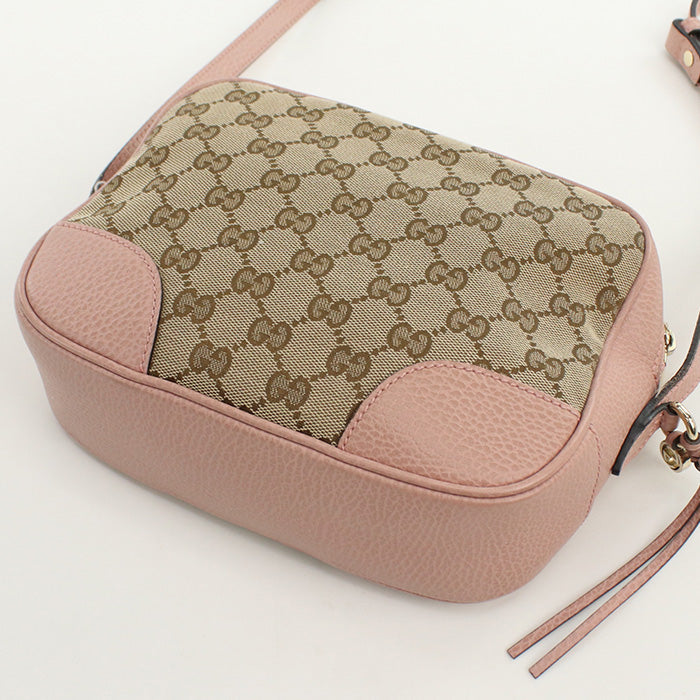 GUCCI 449413 Shoulder Bag Pochette GG canvas,leather beige Women
