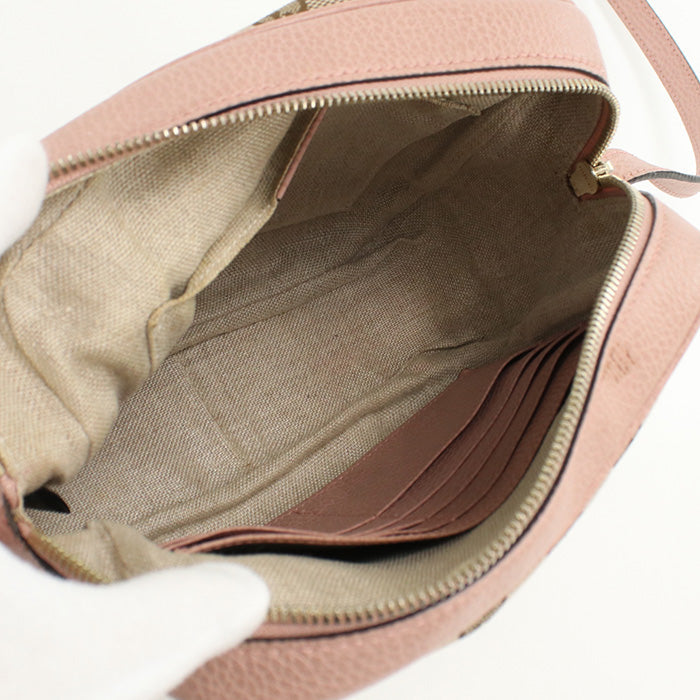 GUCCI 449413 Shoulder Bag Pochette GG canvas,leather beige Women