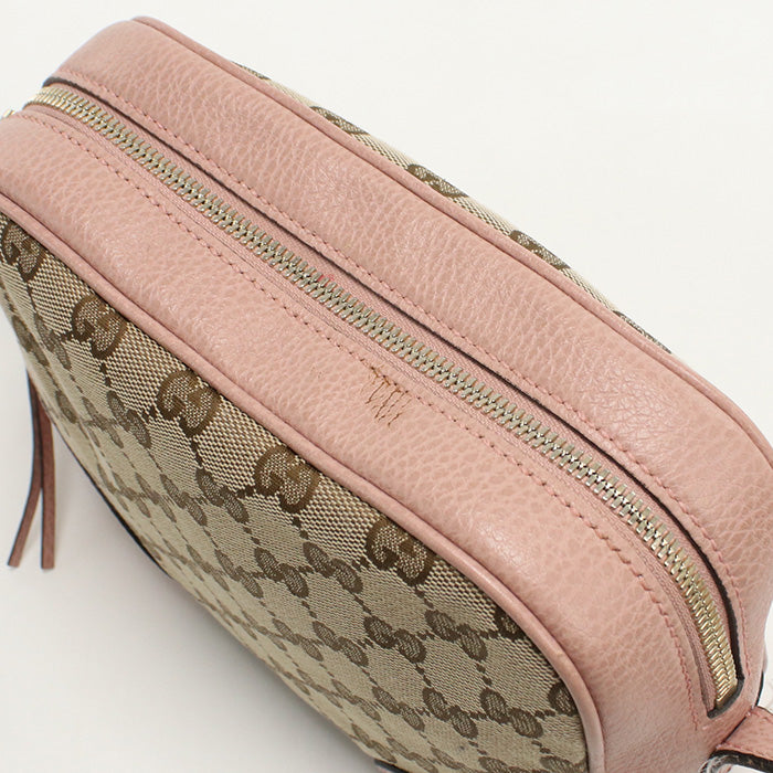 GUCCI 449413 Shoulder Bag Pochette GG canvas,leather beige Women