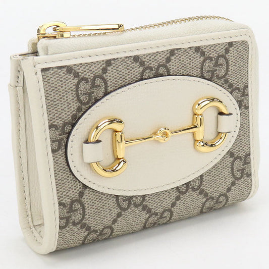 GUCCI 644459 L-shaped zipper wallet Gucci Horsebit 1955 PVC/leather white Women