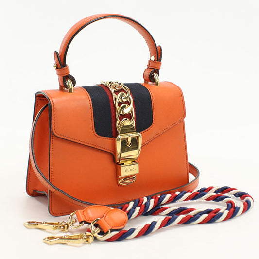 GUCCI 470270 2WAY Silvi Handbag leather orange Women