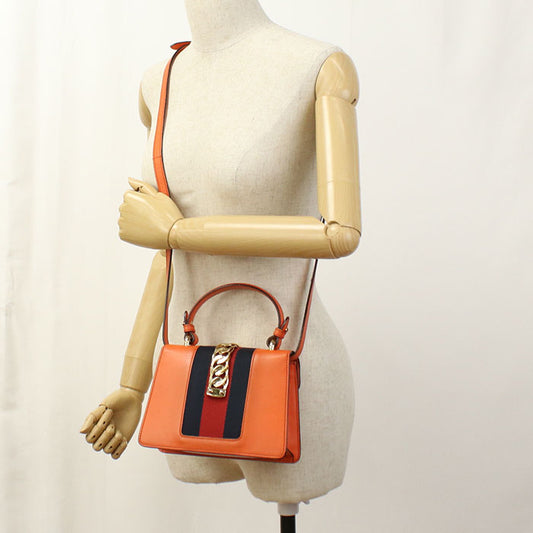 GUCCI 470270 2WAY Silvi Handbag leather orange Women