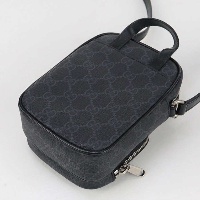 GUCCI 672952 Shoulder Bag GG Supreme Interlocking G Mini bag PVC, leather black mens