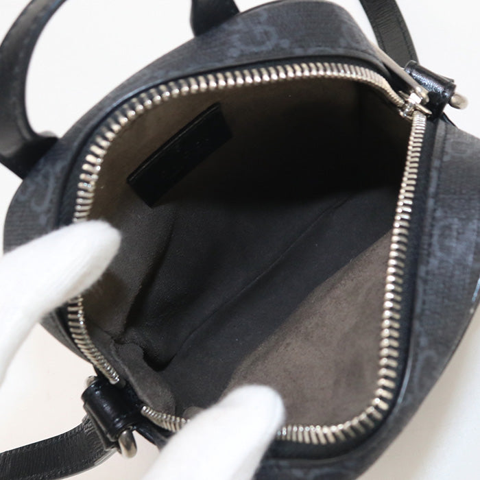 GUCCI 672952 Shoulder Bag GG Supreme Interlocking G Mini bag PVC, leather black mens