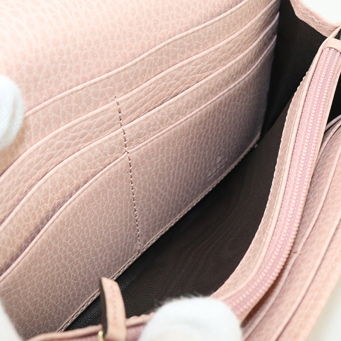 GUCCI 456116 Long wallet GG Marmont Petit Marmont Continental wallet leather pink Women