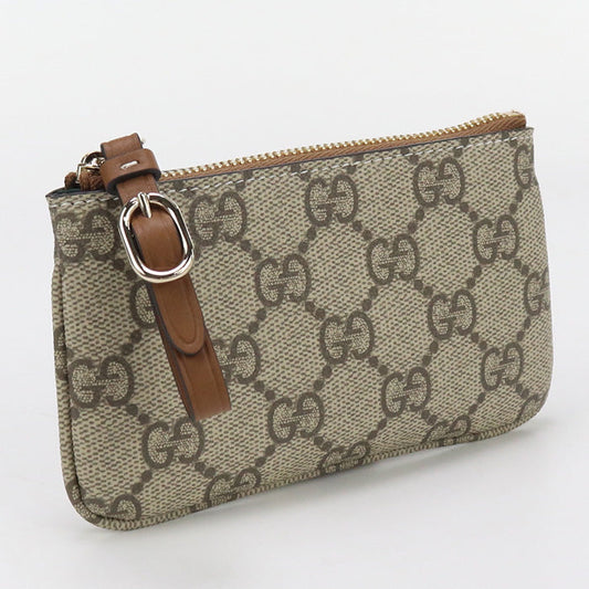 GUCCI GU93376 Key pouch GG Emblem Coin Pocket with key ring PVC beige Women