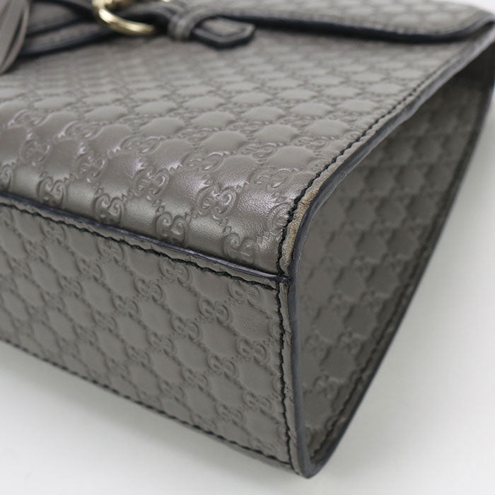 GUCCI 449636 Micro Guccisima Chain bag Shoulder Bag leather gray Women