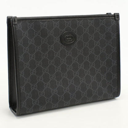 GUCCI 672956 Interlocking G Clutch bag GG Supreme black mens