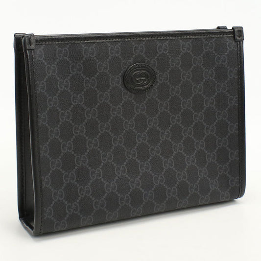 GUCCI 672956 Interlocking G Clutch bag GG Supreme black mens