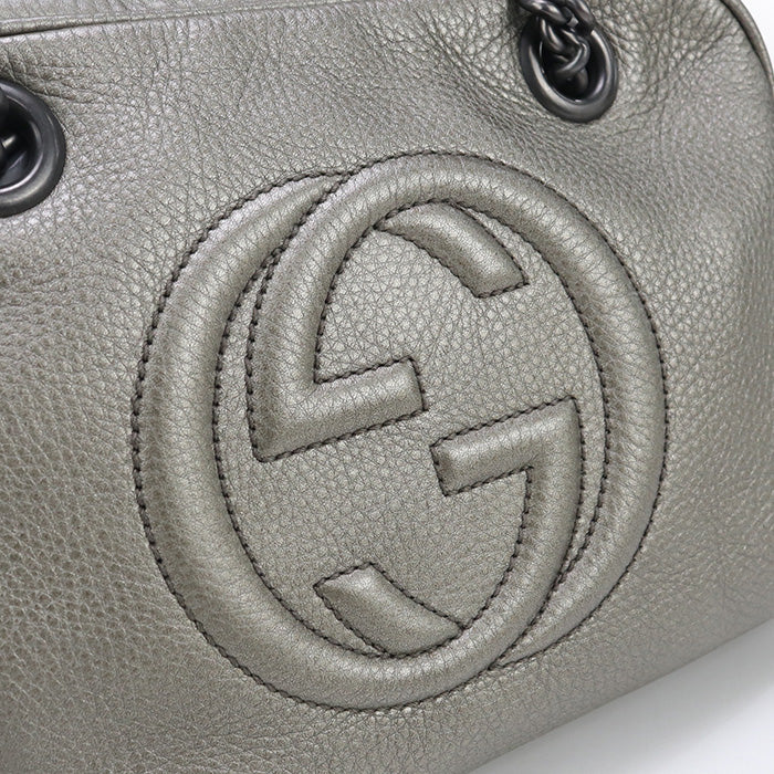 GUCCI 308983 Chain Soho Shoulder Bag leather silver Women