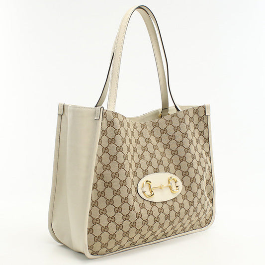 GUCCI 623694 Tote Bag Gucci Horsebit 1955 Shoulder bag GG canvas,leather beige Women