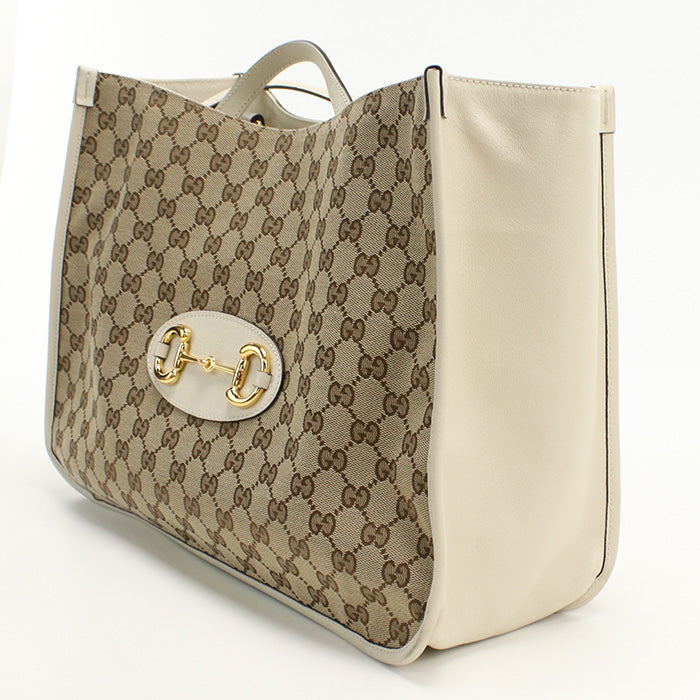GUCCI 623694 Tote Bag Gucci Horsebit 1955 Shoulder bag GG canvas,leather beige Women