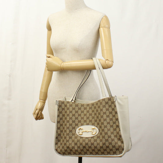 GUCCI 623694 Tote Bag Gucci Horsebit 1955 Shoulder bag GG canvas,leather beige Women