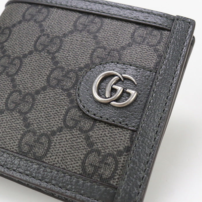 GUCCI 597609 Bifold wallet GG coin wallet Ofidia Flap wallet GG Supreme Canvas,leather gray mens