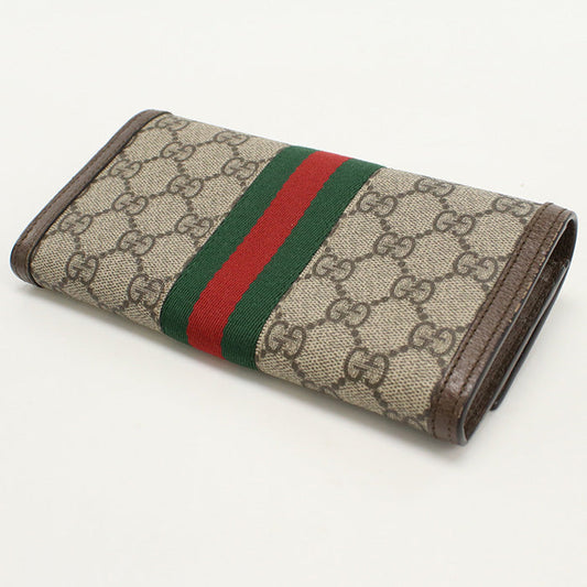 GUCCI 523153 Long wallet with double fold coin purse GG Supreme beige Women