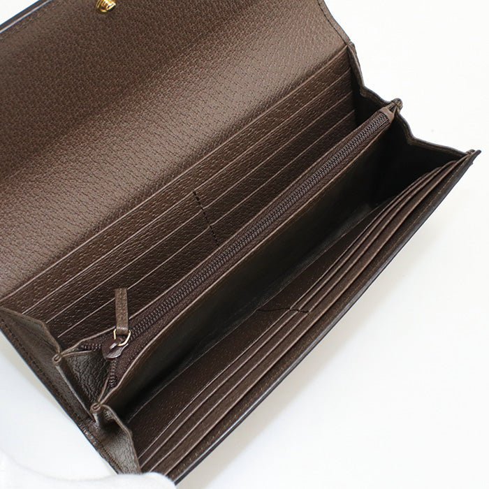 GUCCI 523153 Long wallet with double fold coin purse GG Supreme beige Women