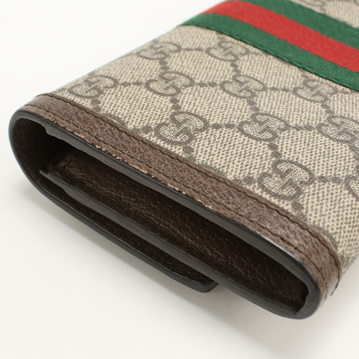 GUCCI 523153 Long wallet with double fold coin purse GG Supreme beige Women