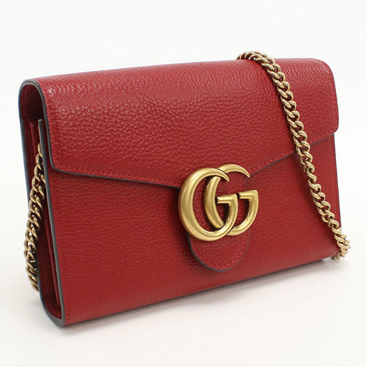 GUCCI 401232 GG Marmont Chain wallet leather Red Women