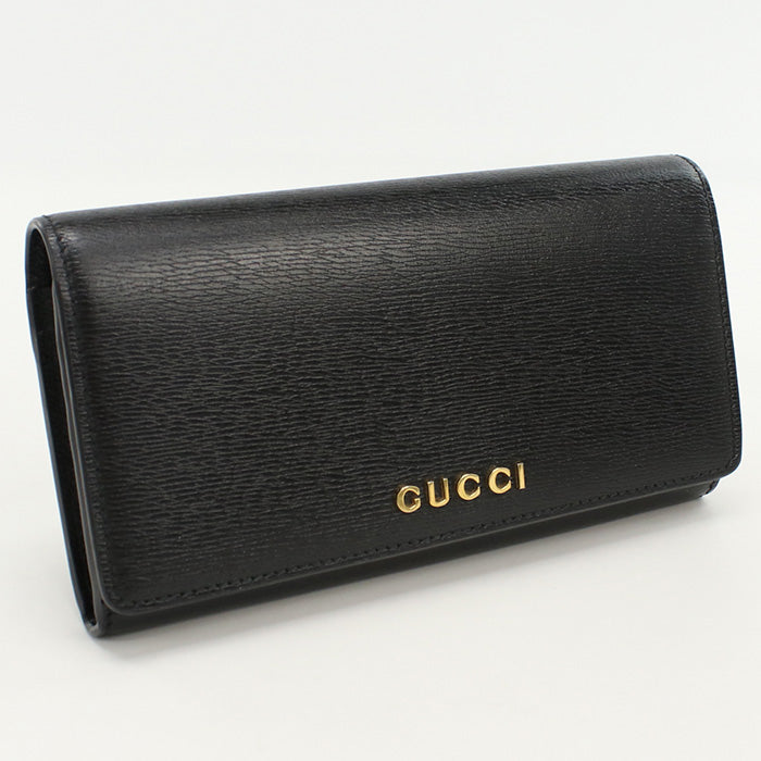 GUCCI 772638 wallet script Long wallet with double fold coin purse black Women