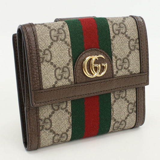 GUCCI 523173 Bifold Wallet Ofidia Folded wallet GG Supreme beige Women
