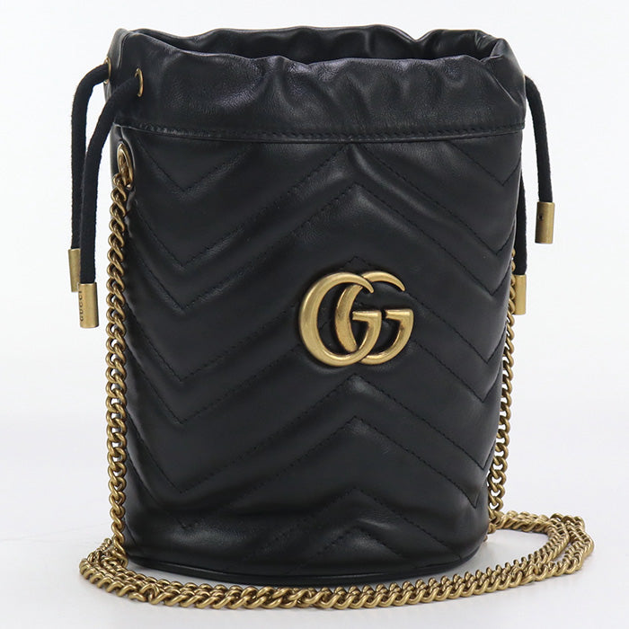 GUCCI 575163 DTDRT 1000 Small bucket bag GG Marmont Shoulder Bag black Women