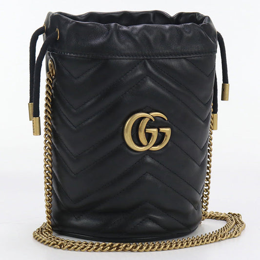 GUCCI 575163 DTDRT 1000 Small bucket bag GG Marmont Shoulder Bag black Women