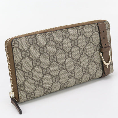 GUCCI 309758 Zip wallet GG Supreme PurseZip Around Canvas/leather black Women