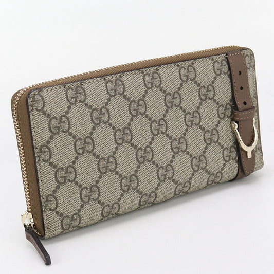 GUCCI 309758 Zip wallet GG Supreme PurseZip Around Canvas/leather black Women